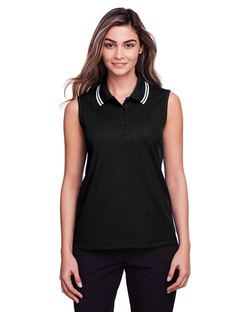 Women's CrownLux Performance® Plaited Tipped Sleeveless Polo - Devon & Jones - DG20SW