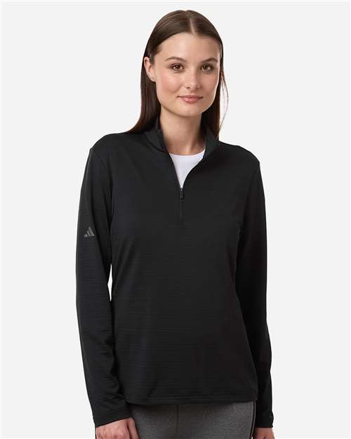 Women's Textured Stripe Quarter-Zip Pullover - Adidas - A709