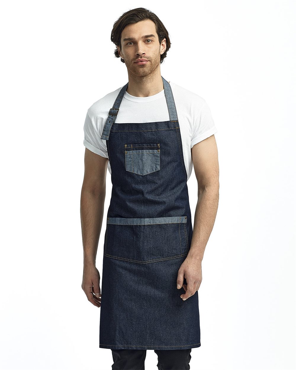Domain Contrast Denim Bib Apron - Artisan Collection by Reprime - RP127