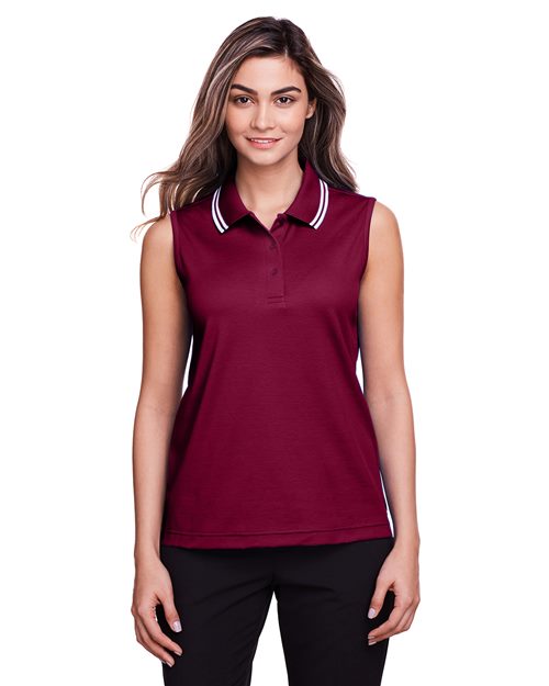 Women's CrownLux Performance® Plaited Tipped Sleeveless Polo - Devon & Jones - DG20SW