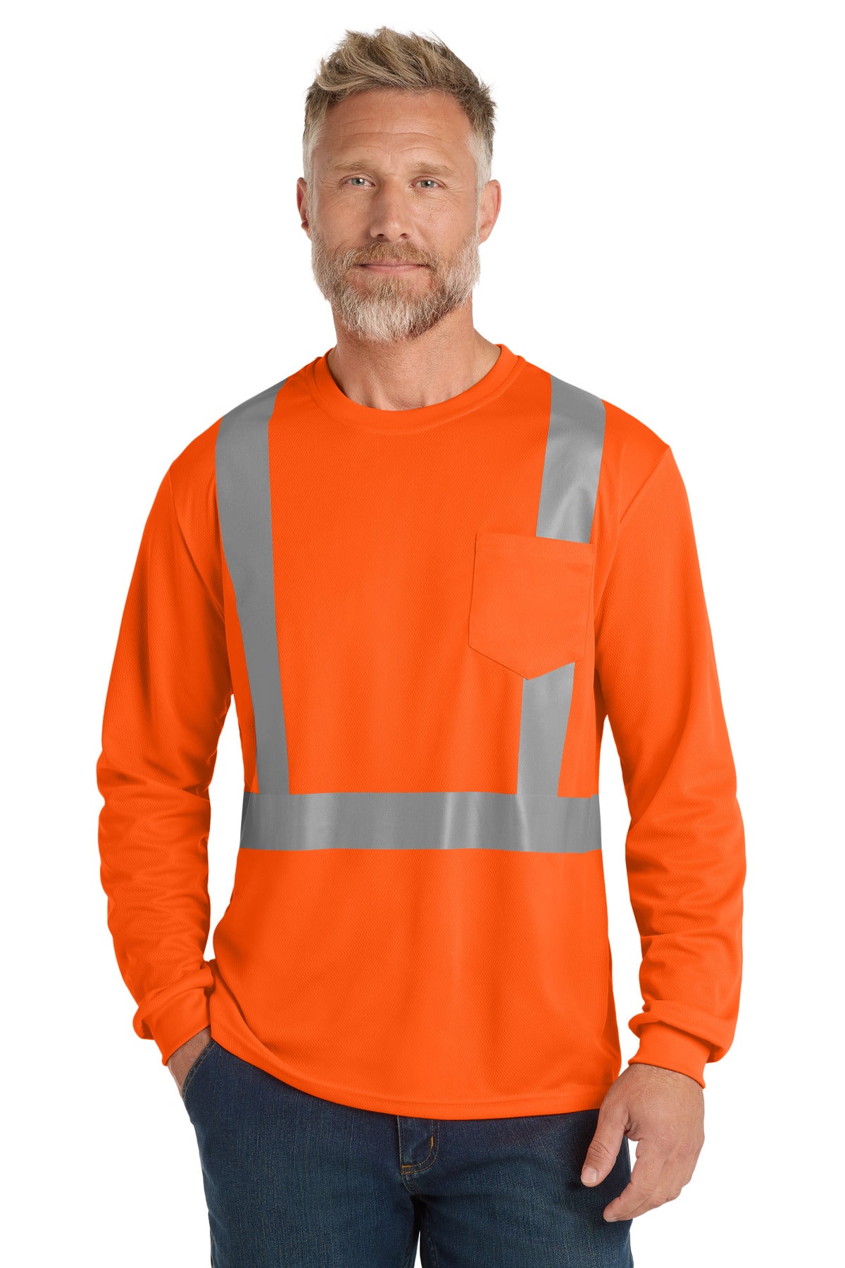 Safety orange pullover fleece front
