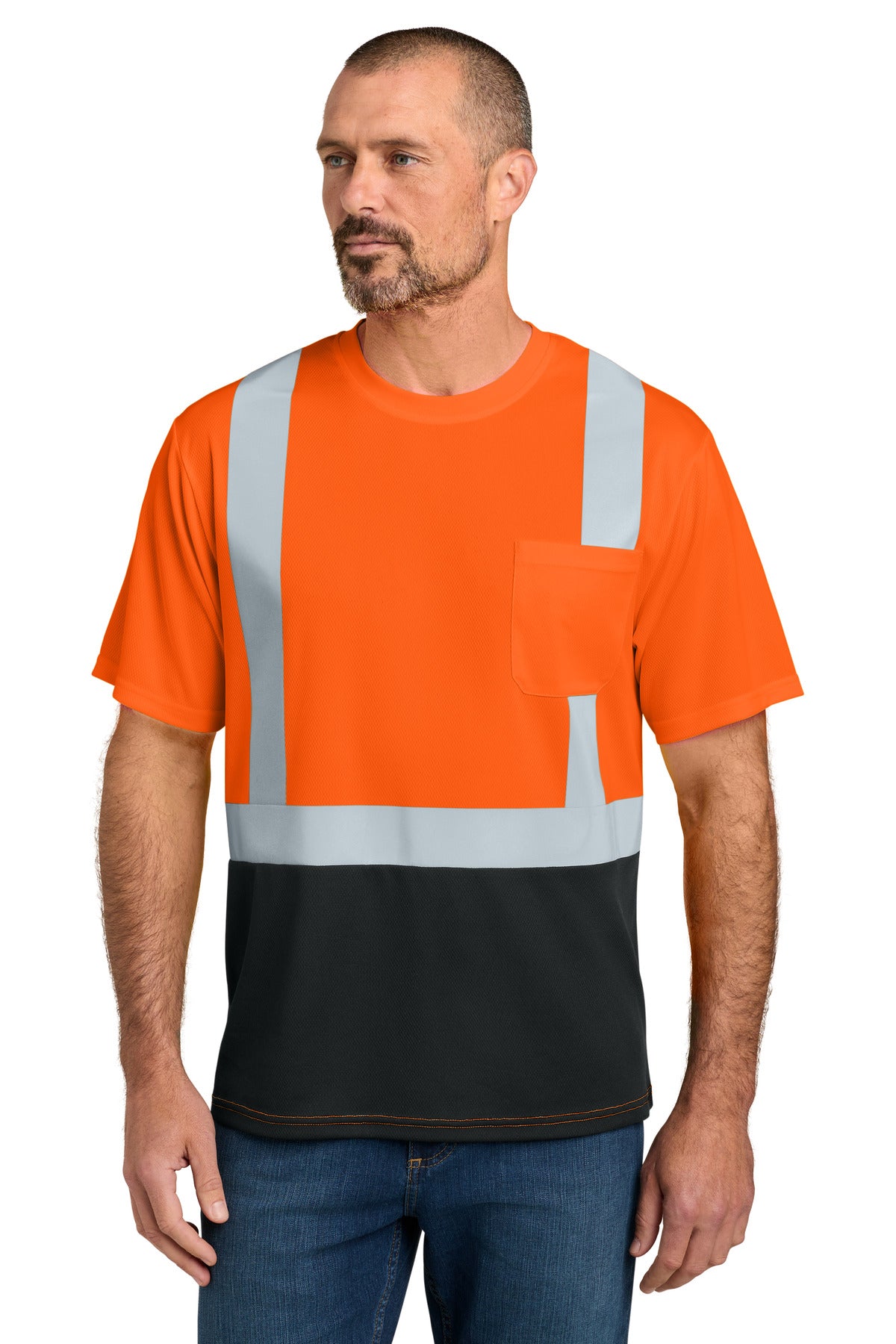 CornerStone ® ANSI 107 Class 2 Short Sleeve Mesh Blocked Tee CS205