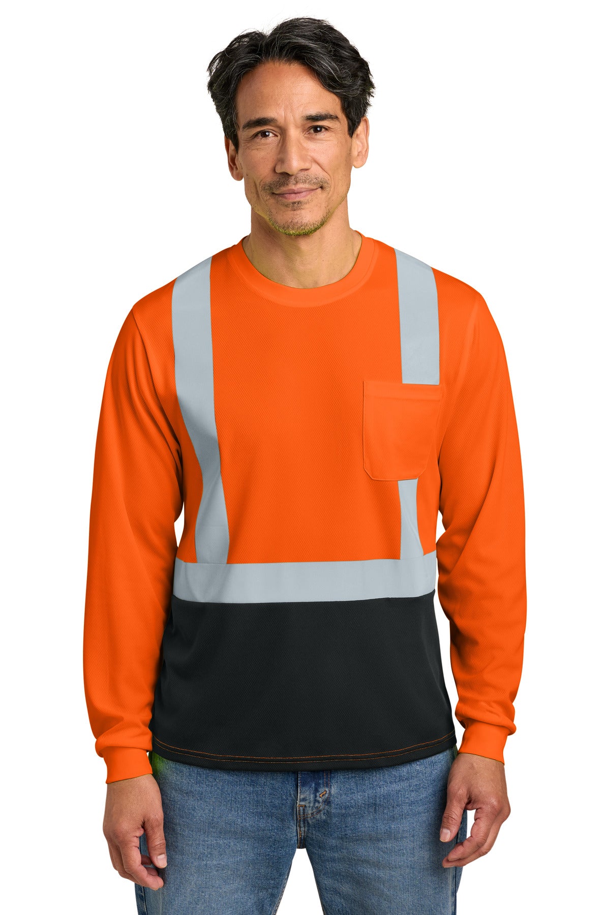 CornerStone ® ANSI 107 Class 2 Long Sleeve Mesh Blocked Tee CS207