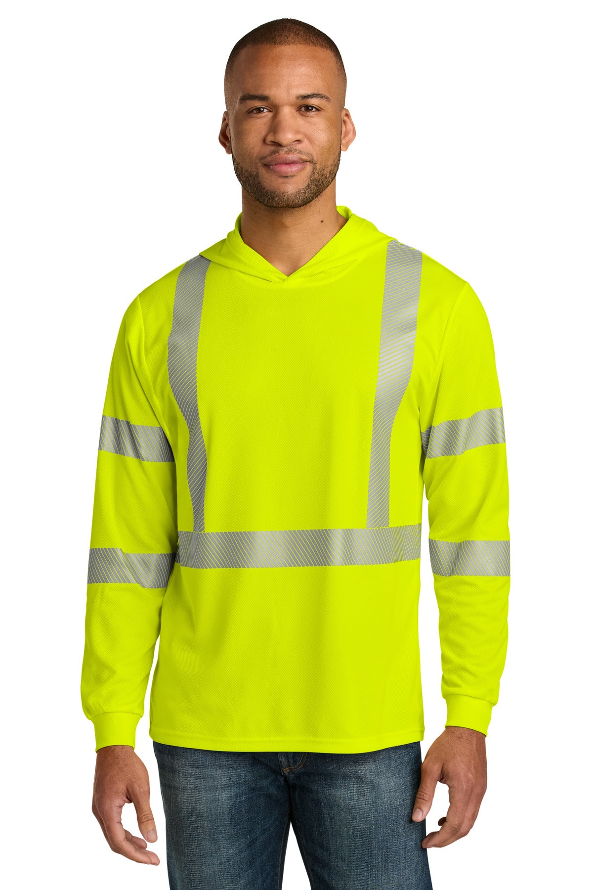 CornerStone ® ANSI 107 Class 3 Long Sleeve Segmented Tape Hooded Tee CS208 - CS208