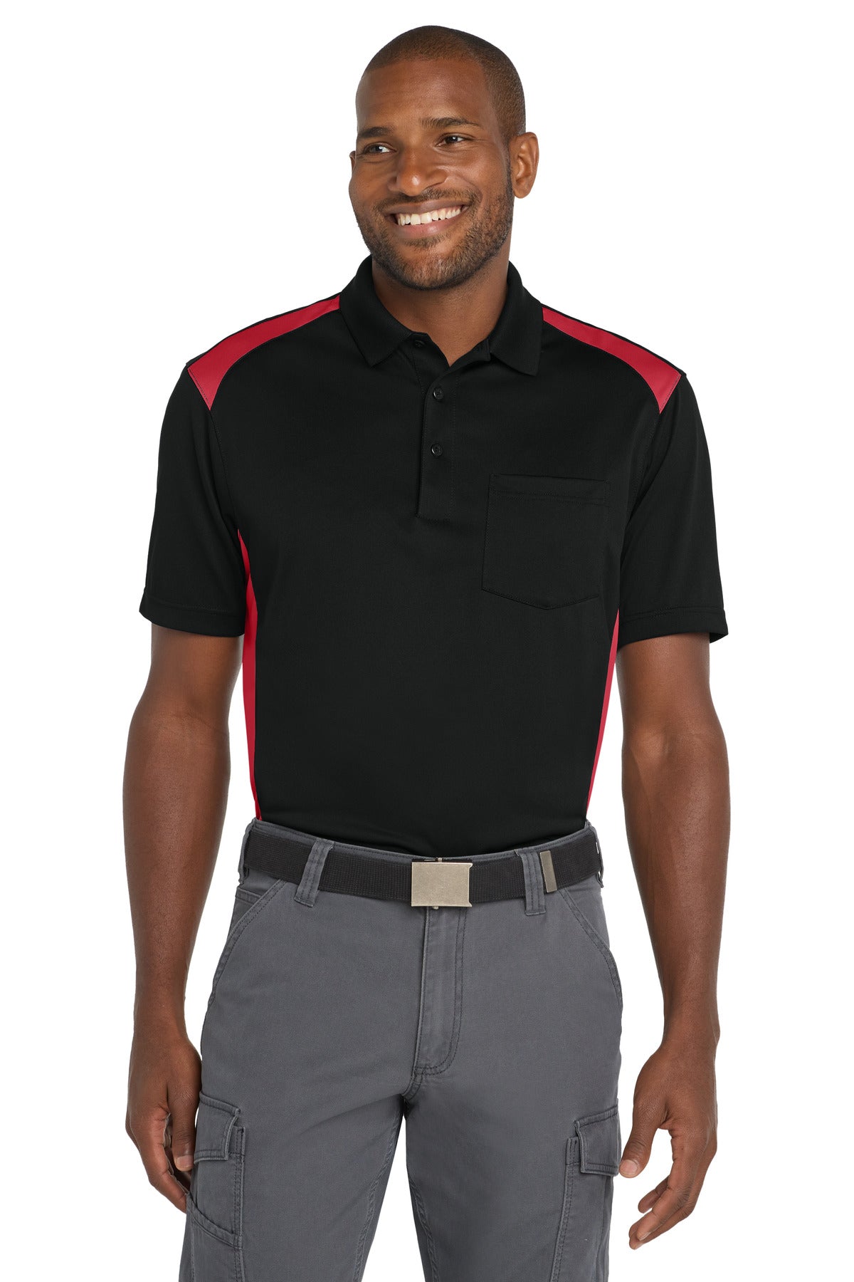 CornerStone ® Select Snag-Proof Two Way Colorblock Pocket Polo. CS416