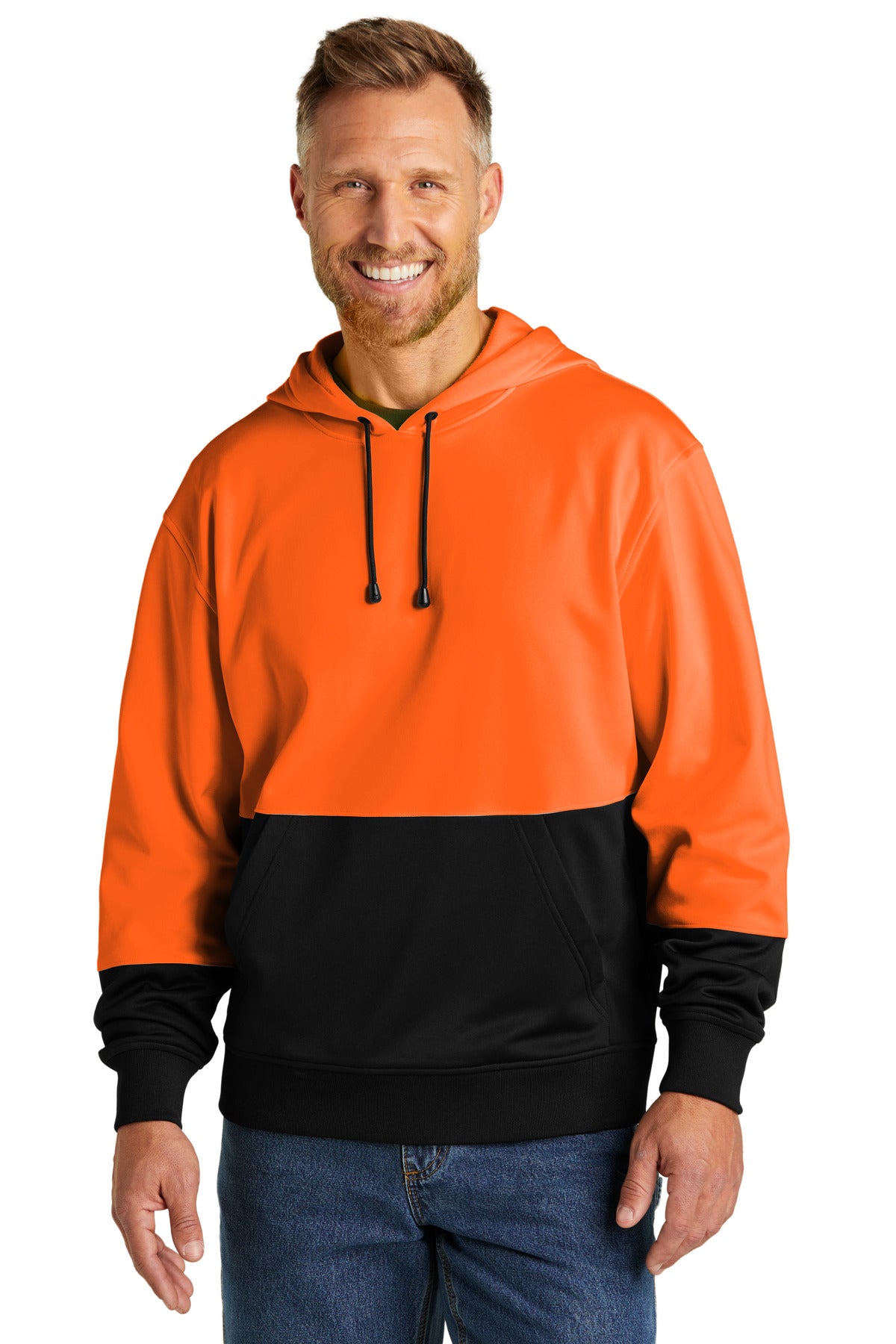 Safety orange pullover fleece