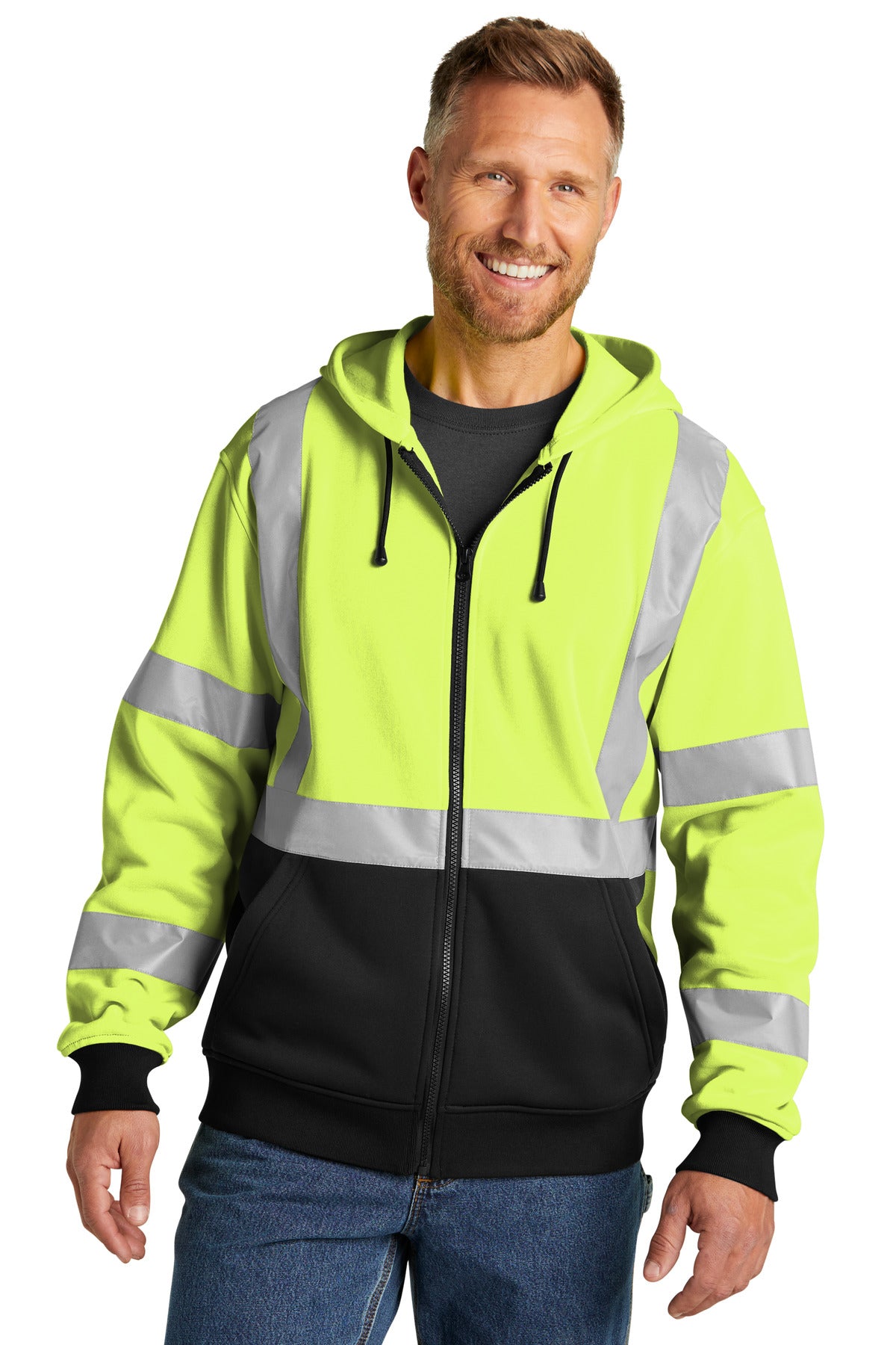 Safety yellow fleece jacket