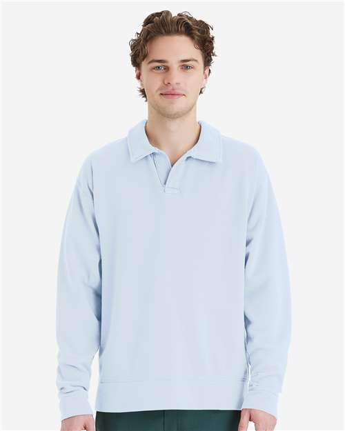 Unisex Garment-Dyed Polo Collar Sweatshirt - ComfortWash by Hanes - GDH490