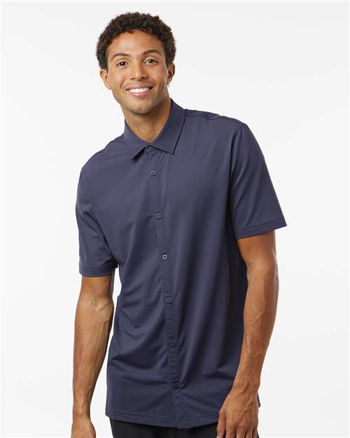 Men's Full Button Down Short Sleeve Shirt - Adidas - A595