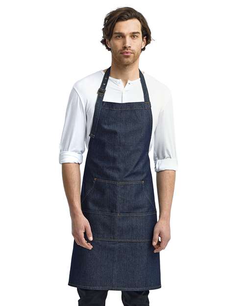 Jeans Stitch Denim Bib Apron with Pockets – 13152