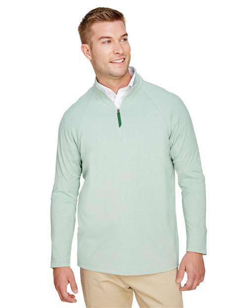 Men's CrownLux Performance® Clubhouse Micro-Stripe Quarter-Zip Pullover - Devon & Jones - DG480