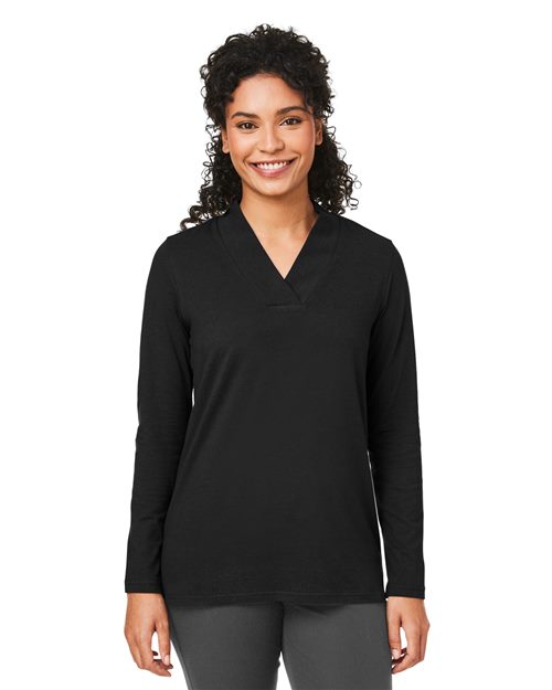Women's Raleigh Shawl Collar Knit Top - Devon & Jones - DP121W