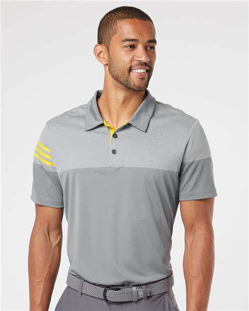 Men's Heathered 3-Stripes Colorblocked Polo - Adidas – A213