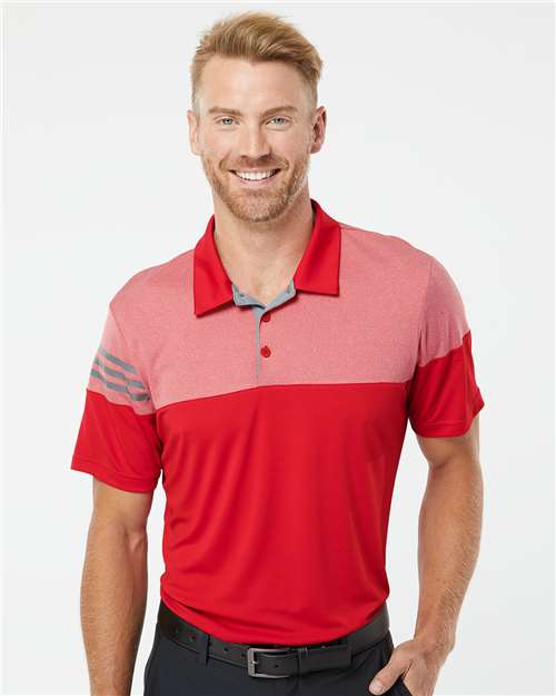 Men's Heathered 3-Stripes Colorblocked Polo - Adidas – A213