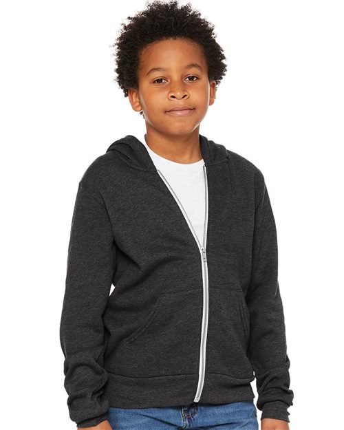 Youth Sponge Fleece Full-Zip Hoodie Sweatshirt - BELLA + CANVAS - 3739Y
