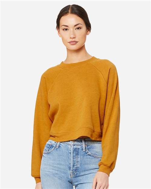 Women's Crop Raglan Fleece Crewneck Sweatshirt - BELLA + CANVAS - 7505