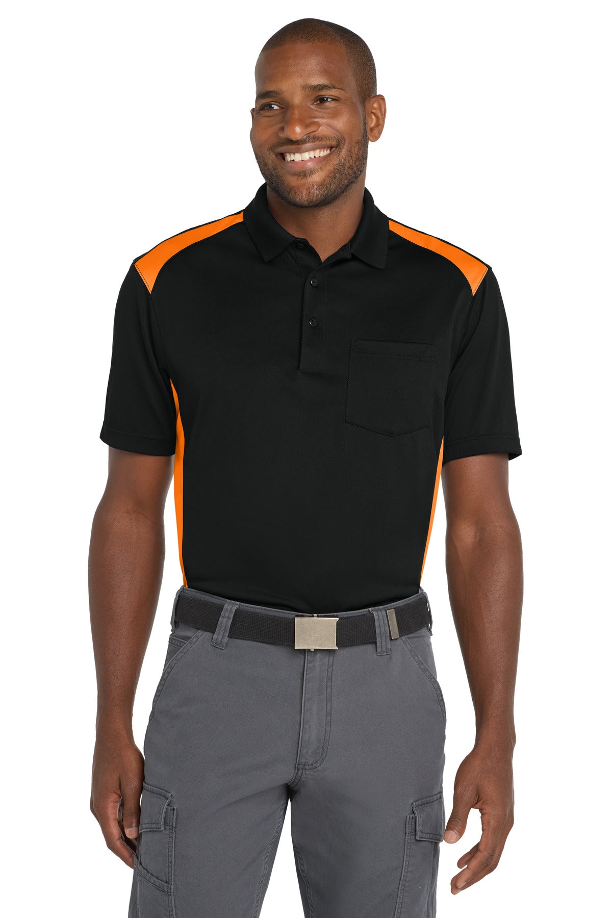 CornerStone ®  Select Snag-Proof Two Way Colorblock Pocket Polo. CS416 - CS416