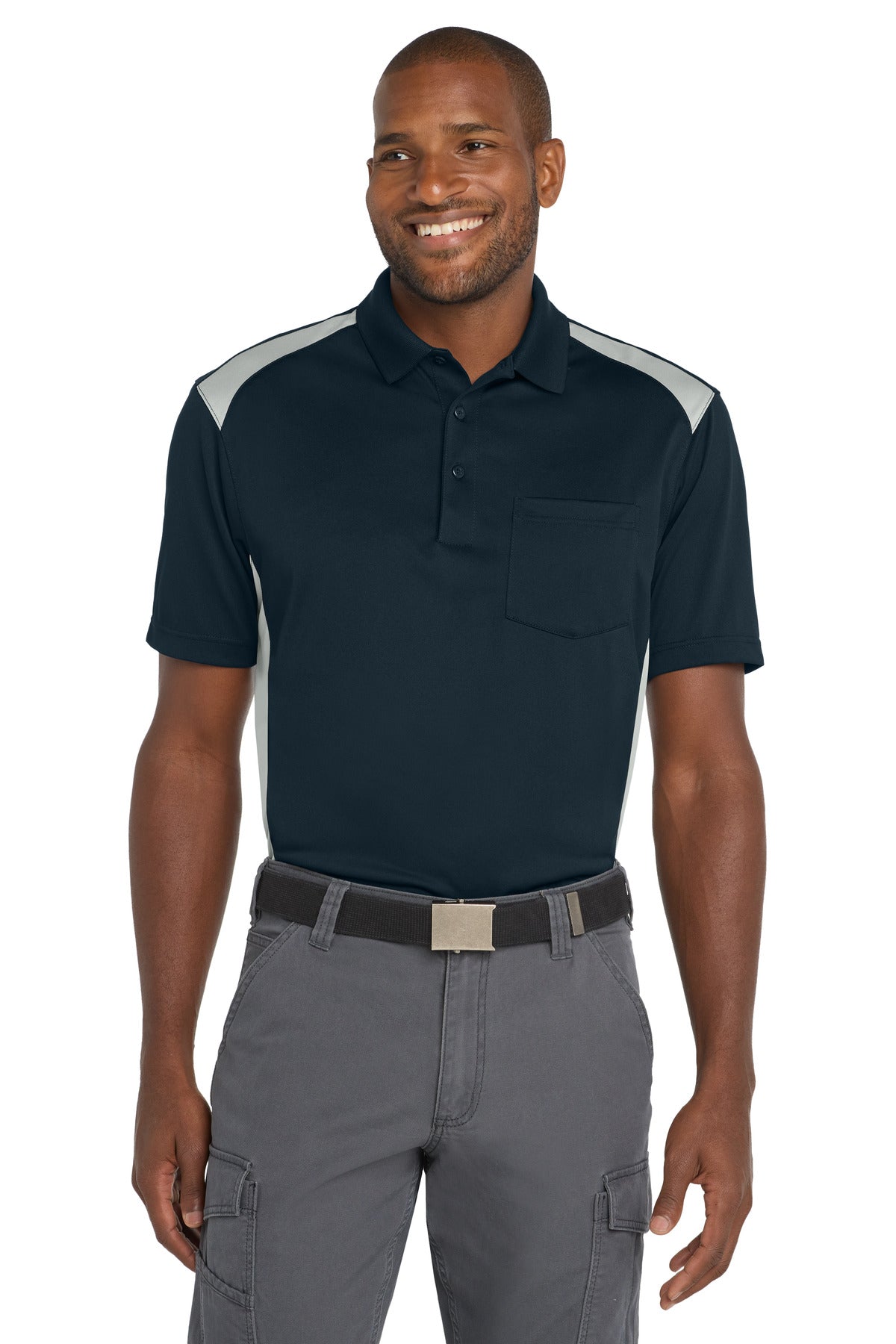 CornerStone ®  Select Snag-Proof Two Way Colorblock Pocket Polo. CS416 - CS416