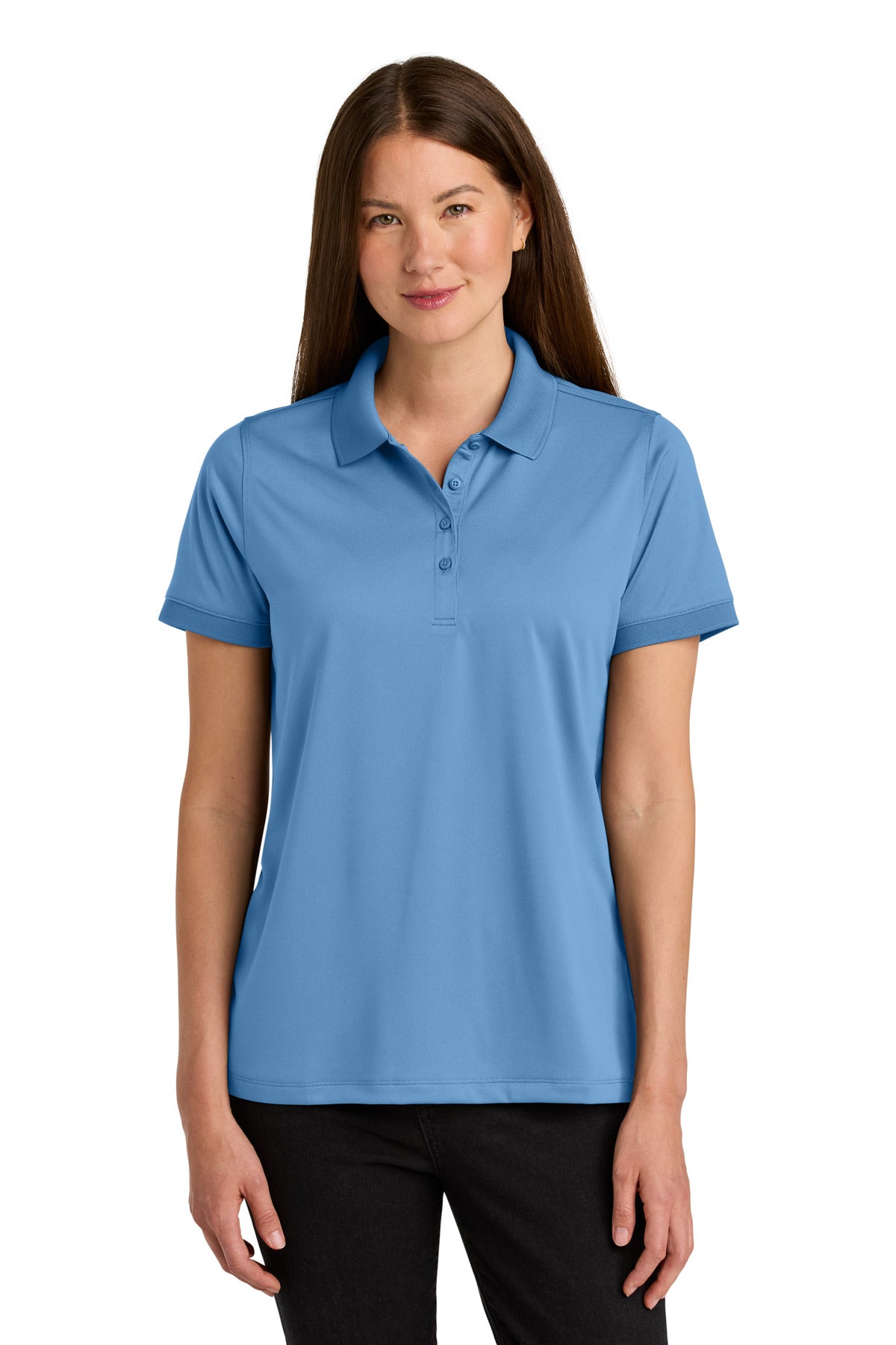 Blue work shirt model front