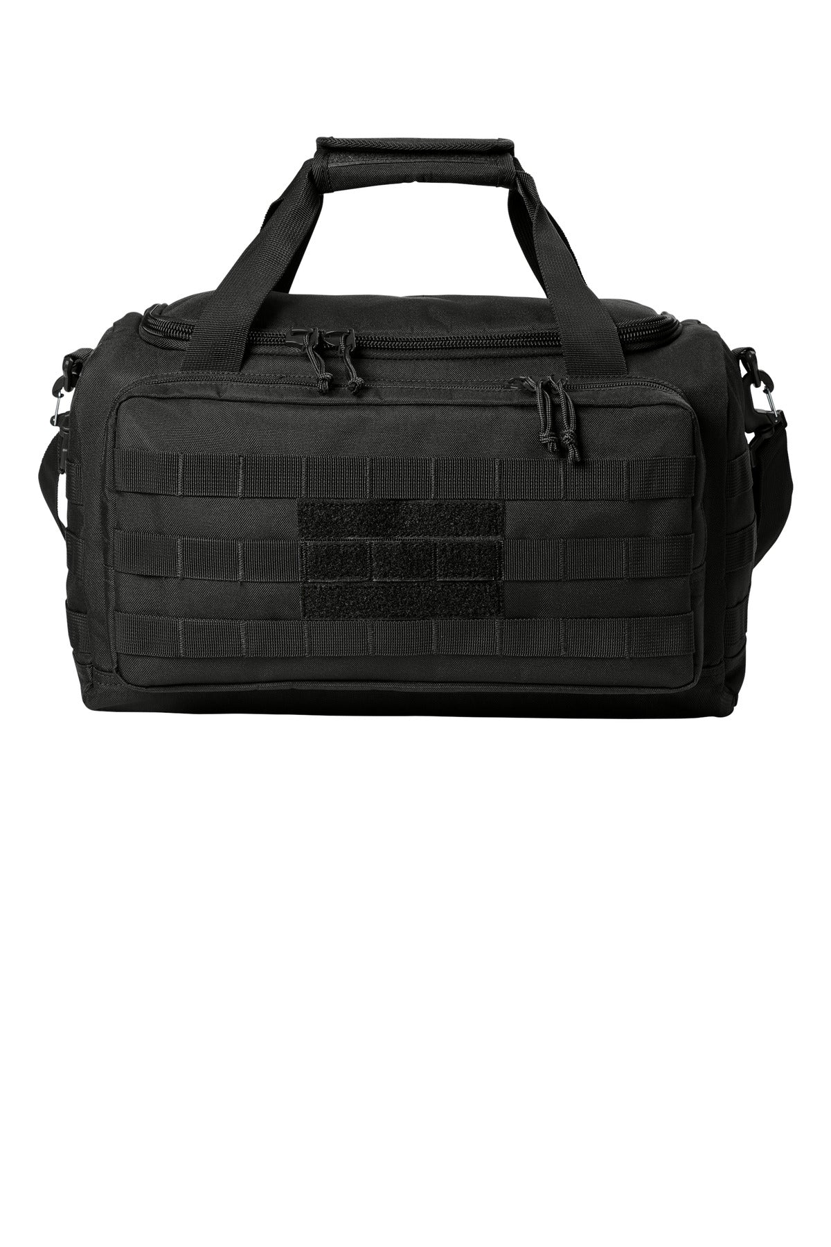 Black heavy-duty work backpack flat front
