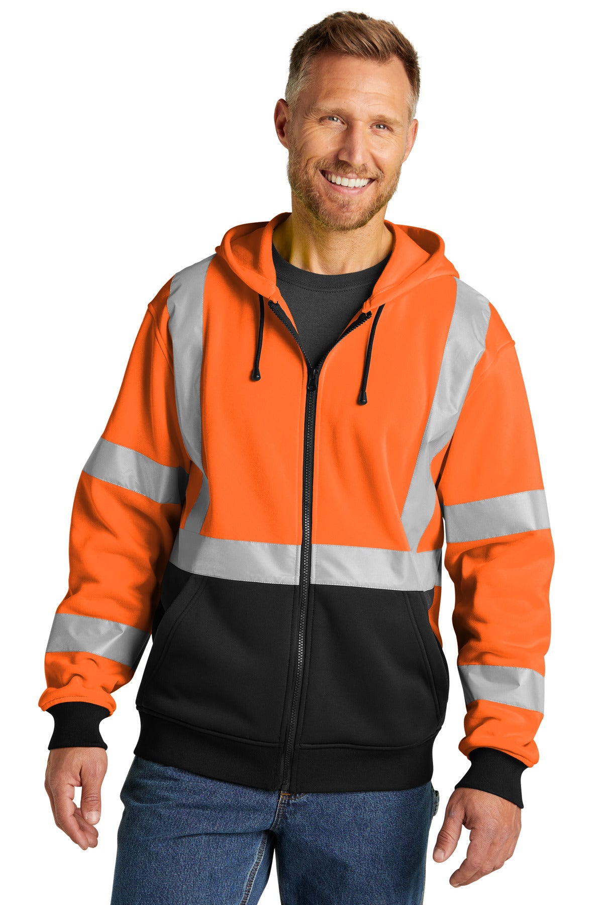 Safety orange fleece jacket 