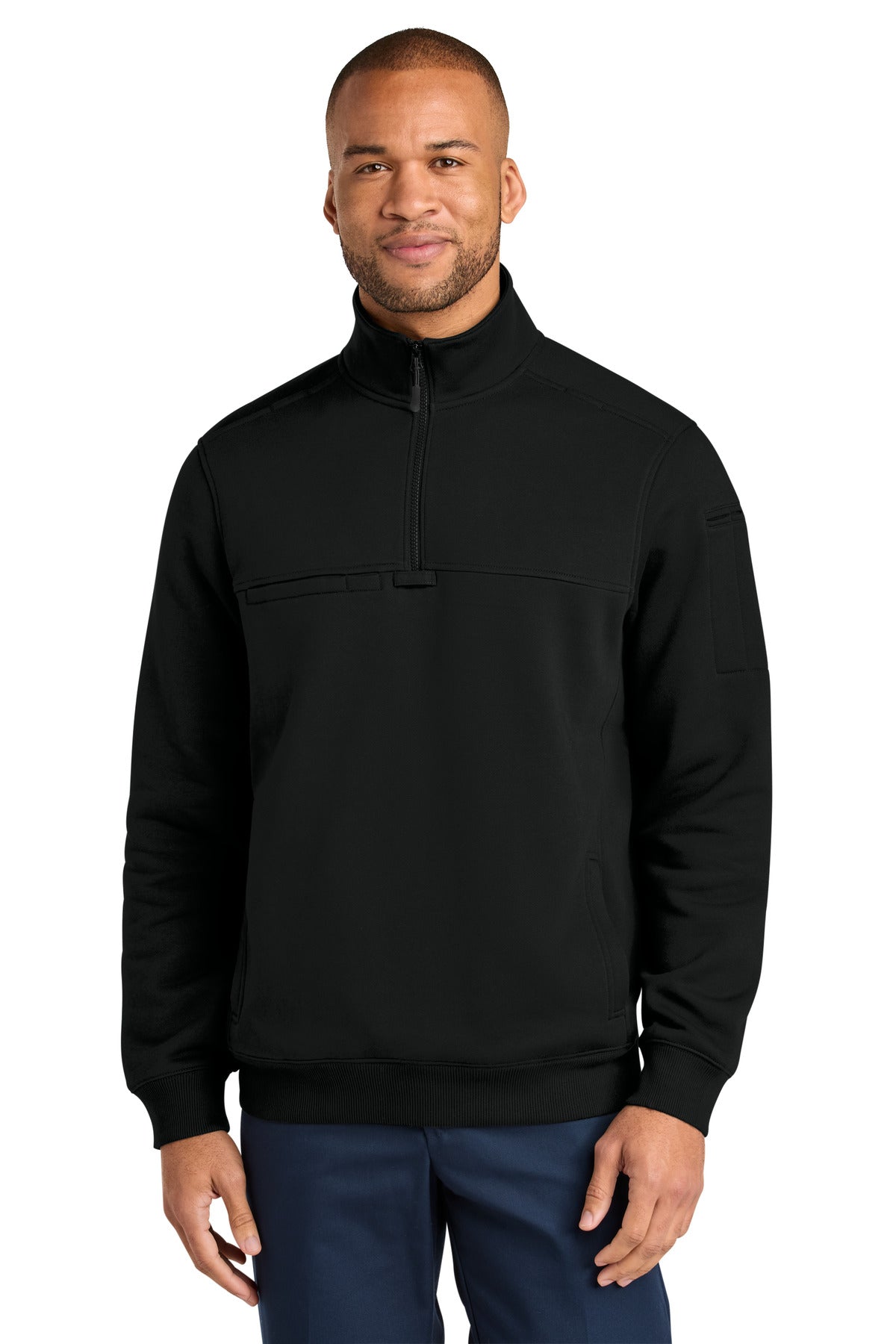 Black long sleeve work shirt front