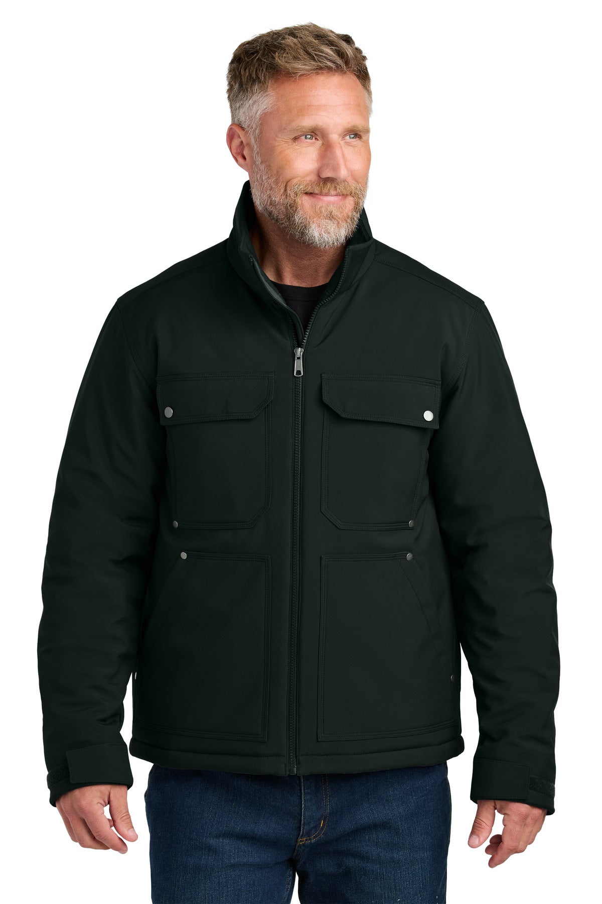 Black work jacket model front