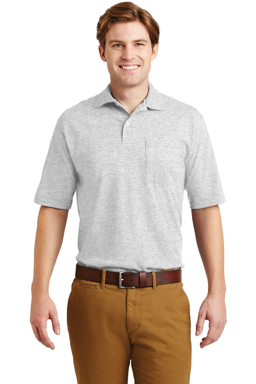 Jerzees -SpotShield 5.4-Ounce Jersey Knit Sport Shirt with Pocket.