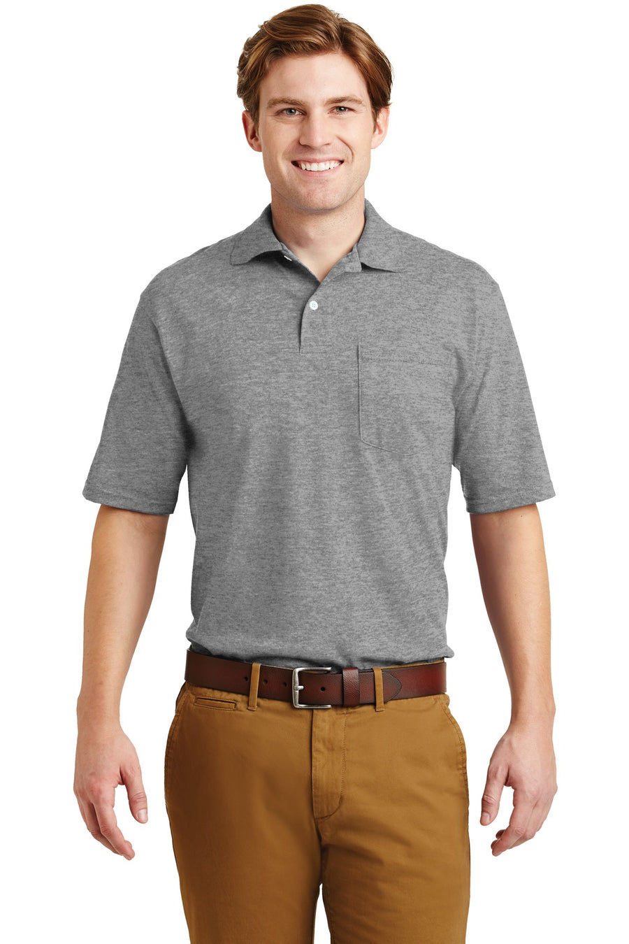 Jerzees -SpotShield 5.4-Ounce Jersey Knit Sport Shirt with Pocket.