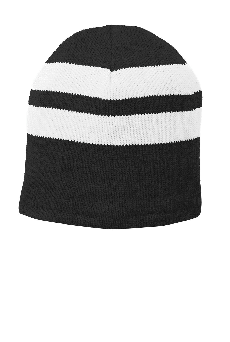 Port & Company Fleece-Lined Striped Beanie Cap.