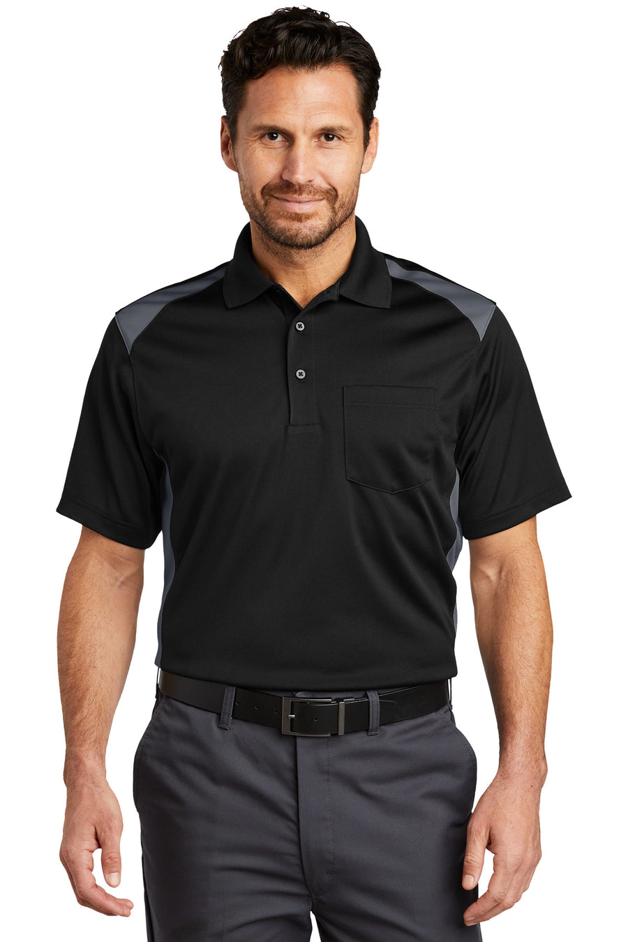 CornerStone Select Snag-Proof Two Way Colorblock Pocket Polo.