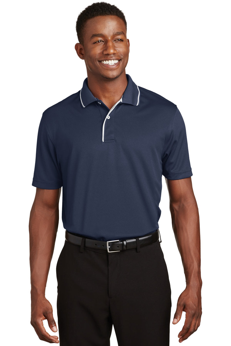 Sport-Tek Dri-Mesh Polo with Tipped Collar and Piping.