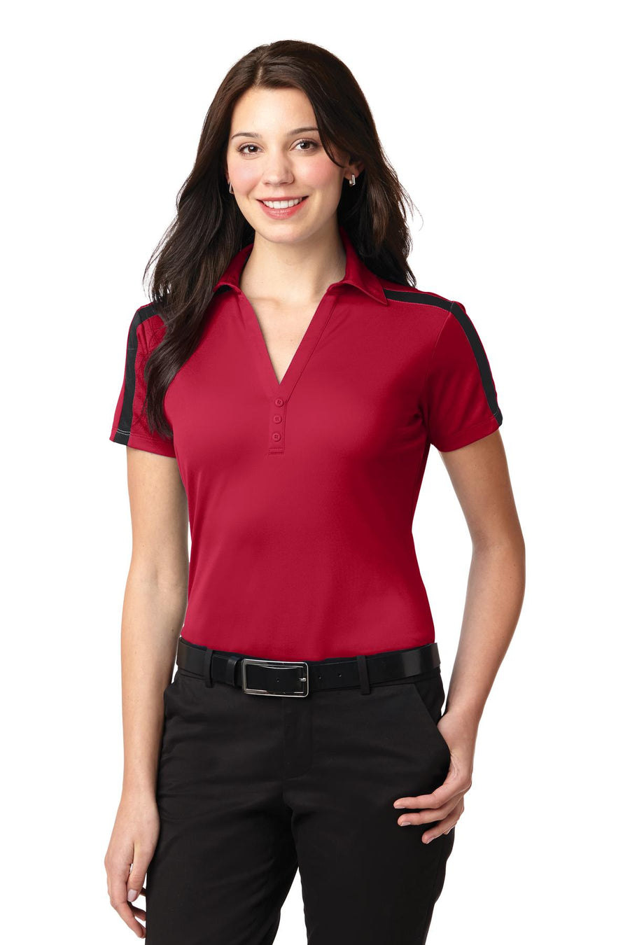 Port Authority Silk Touch Performance Colorblock Stripe Polo.