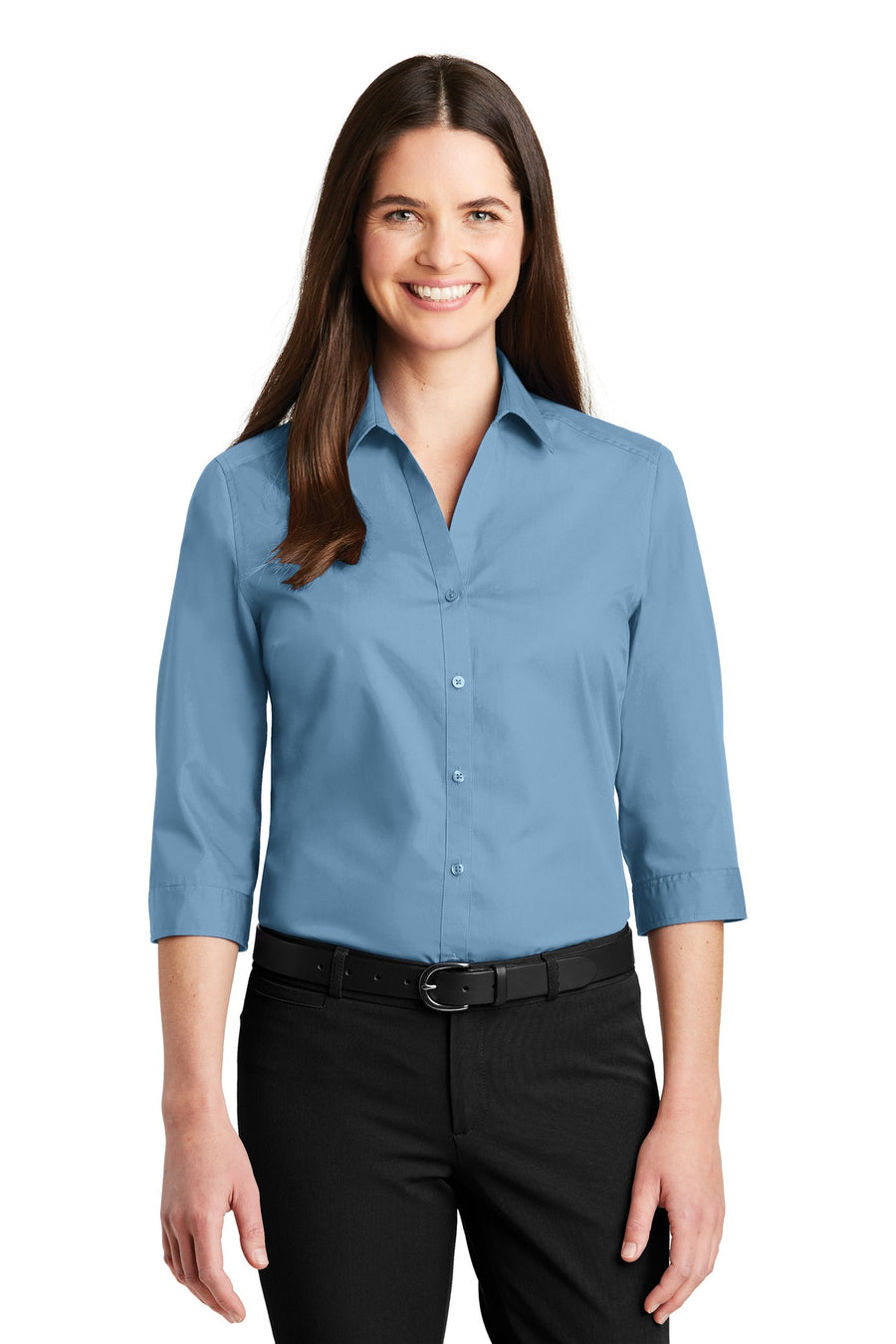 Port Authority 3/4-Sleeve Carefree Poplin Shirt.