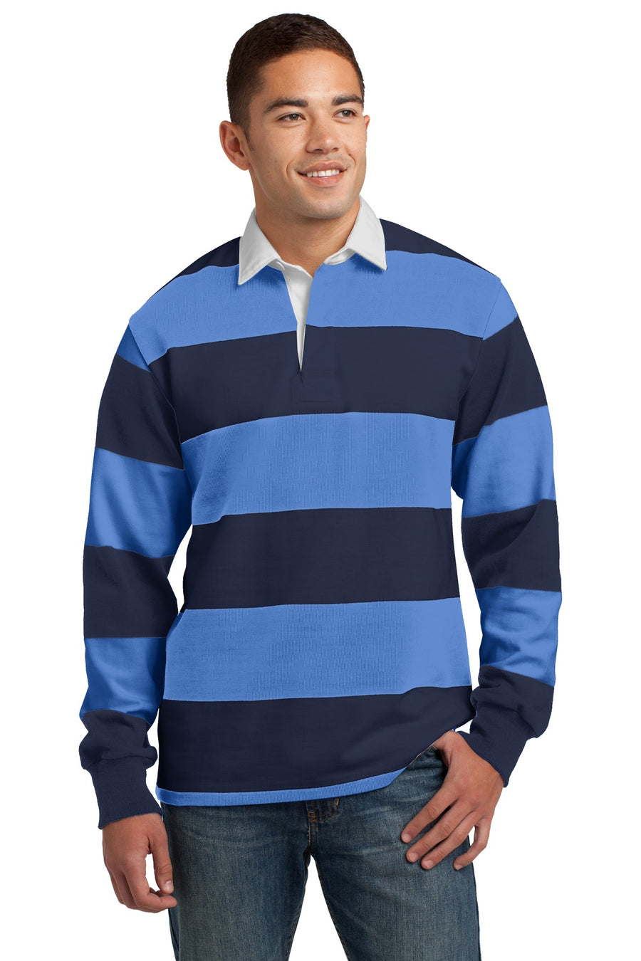 Sport-Tek Classic Long Sleeve Rugby Polo.