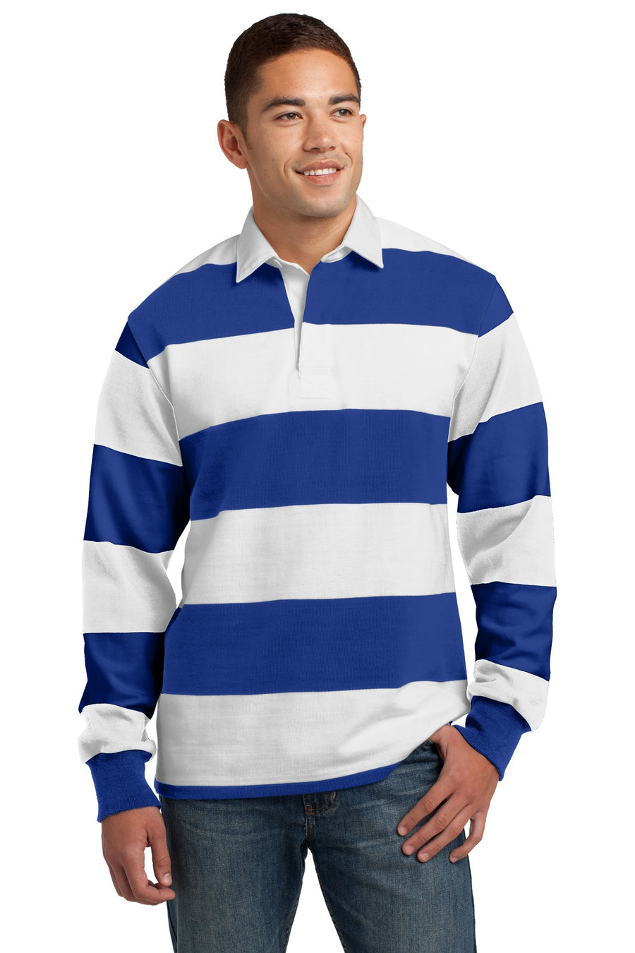 Sport-Tek Classic Long Sleeve Rugby Polo.