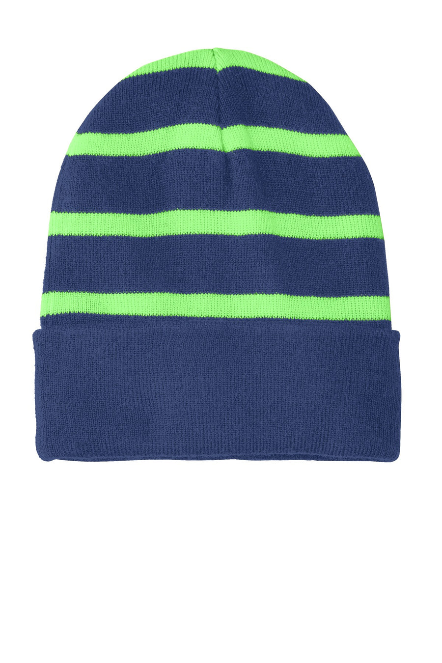 Sport-Tek Striped Beanie with Solid Band.