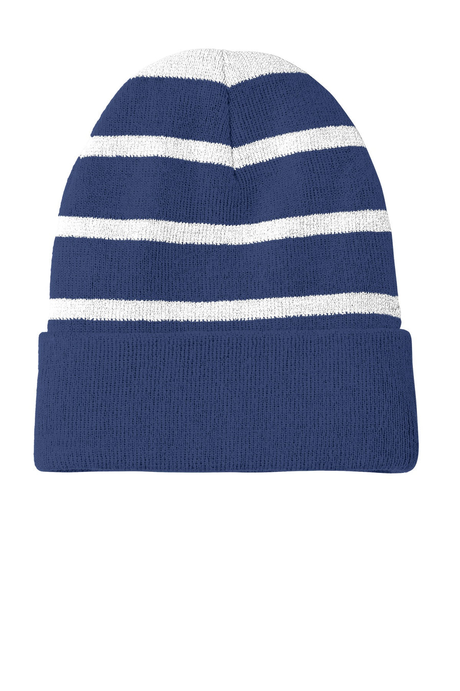 Sport-Tek Striped Beanie with Solid Band.