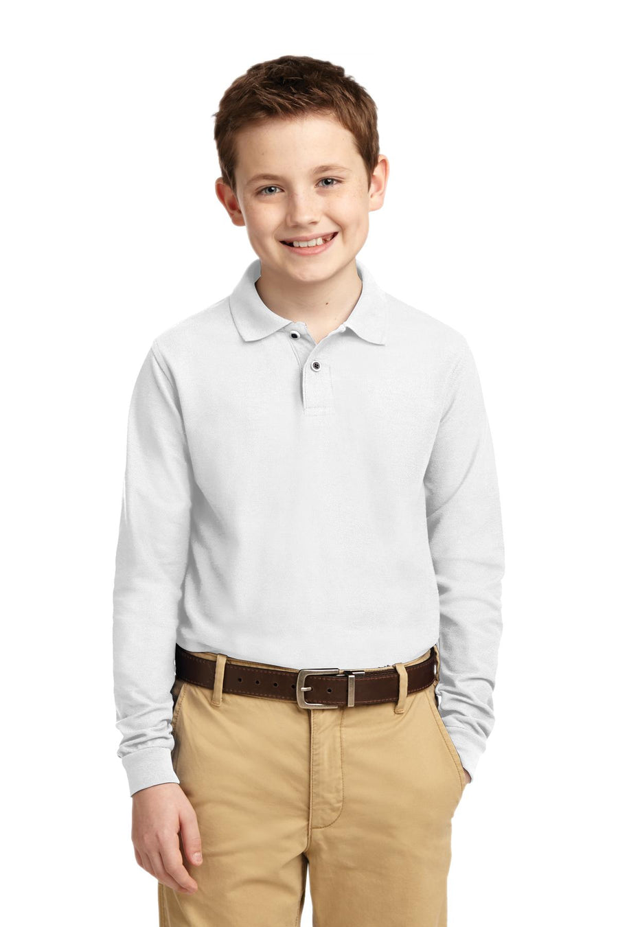 Port Authority Youth Long Sleeve Silk Touch Polo.