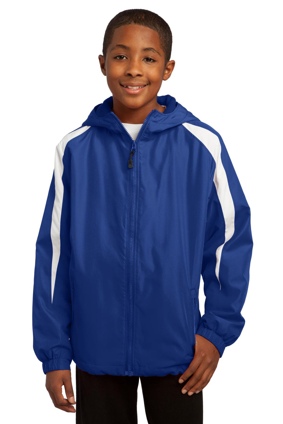 Sport-Tek Youth Fleece-Lined Colorblock Jacket.
